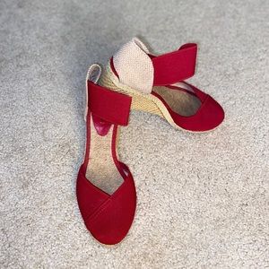 Lauren Ralph Lauren Charla Closed - Toe Espadrille Wedge Sandals - Red Size 6.5